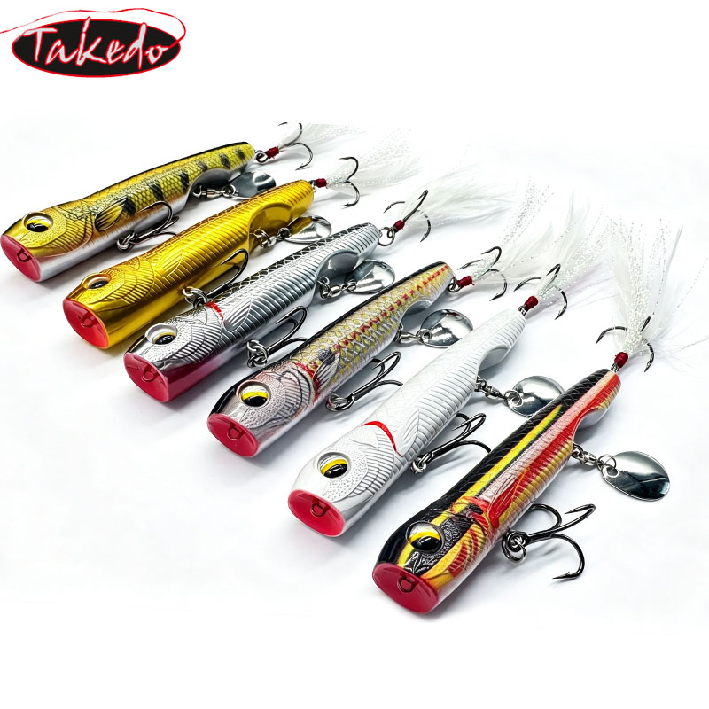 Fishing Lure Popper - เหยื่อตกปลา TAKEDO 10G ท็อปวอเตอร์ป๊อปเปอร์ พร้อมลูกปืนหมุน ช้อนสปินเนอร์