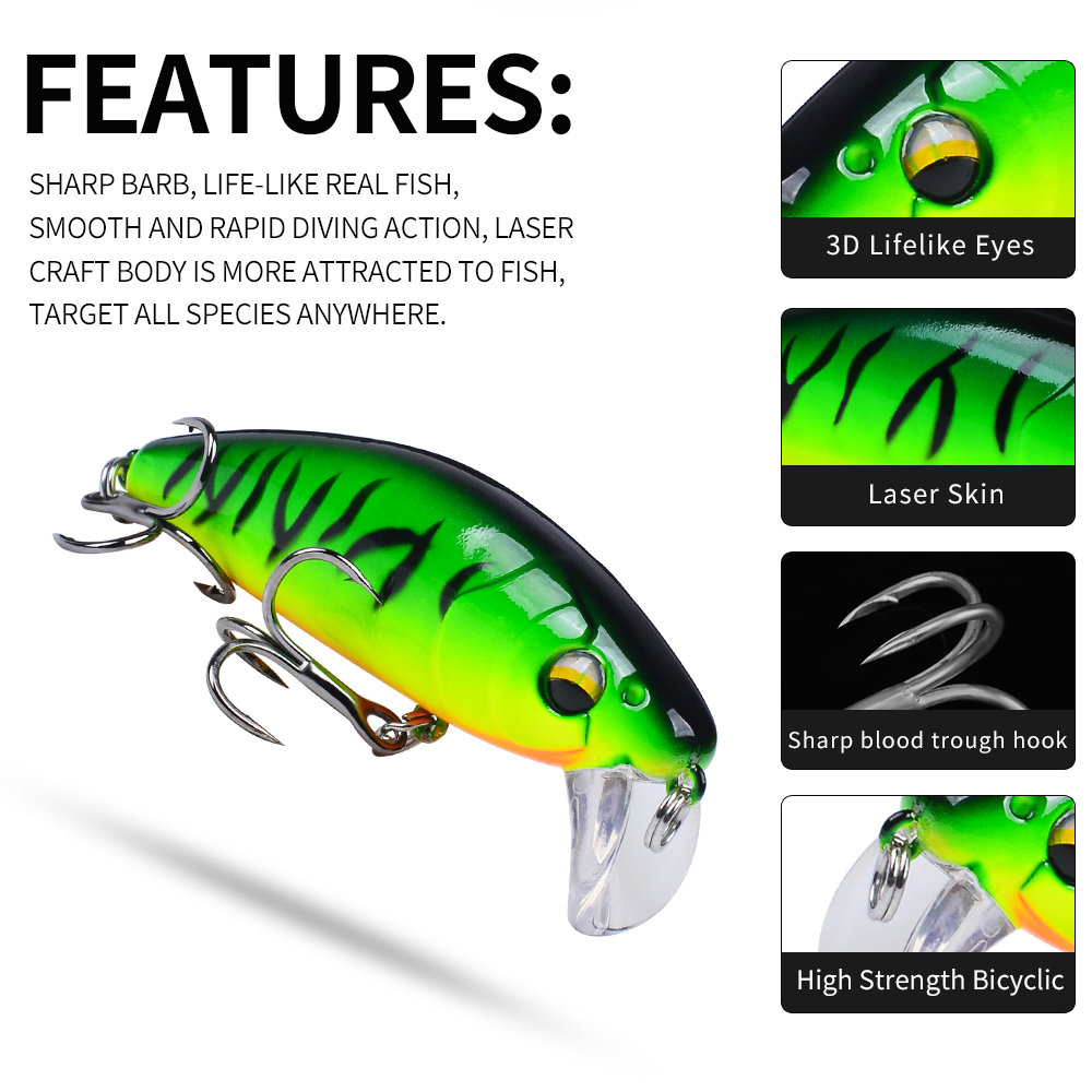 Proberos 1/6PCS Hard เหยื่อตกป - Fishing Lure Crankbait บทวิจารณ์และราคา